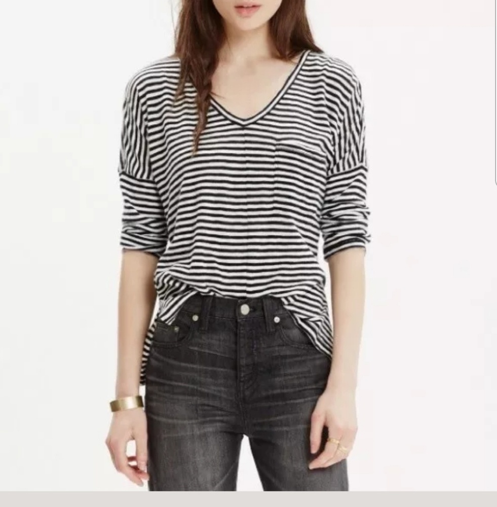Madewell lightweight striped sweater w pocket